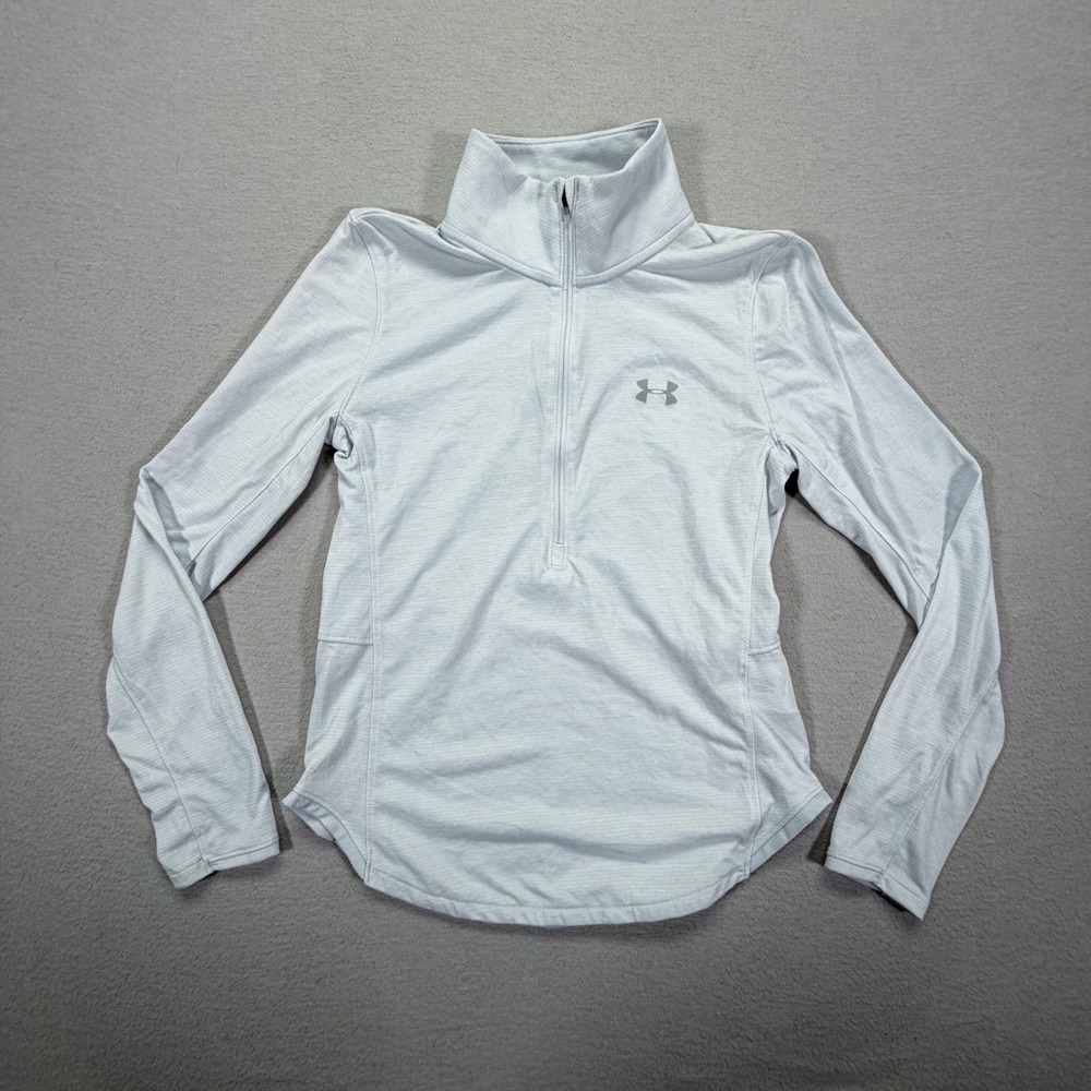 Under Armour Womens Pullover Fitted Light Blue HeatGear Run Quarter Zip XS